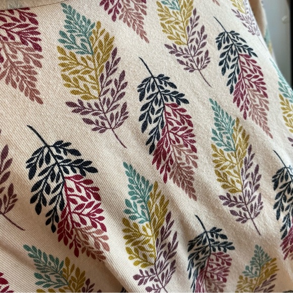 Effie’s Heart Cowl Neck Pima Cotton Tunic Pockets Leaf Pattern Long Shirt Retro - Picture 11 of 14